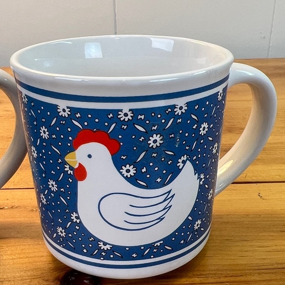 Blue Farm Animal Mug Set of 4  JSNY Country Calico Ceramic - Picture 4 of 8